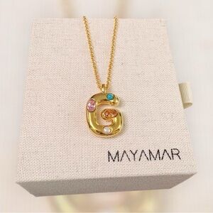 16" 24k Gold Plated Necklace with Embellished "G" Initial Pendant